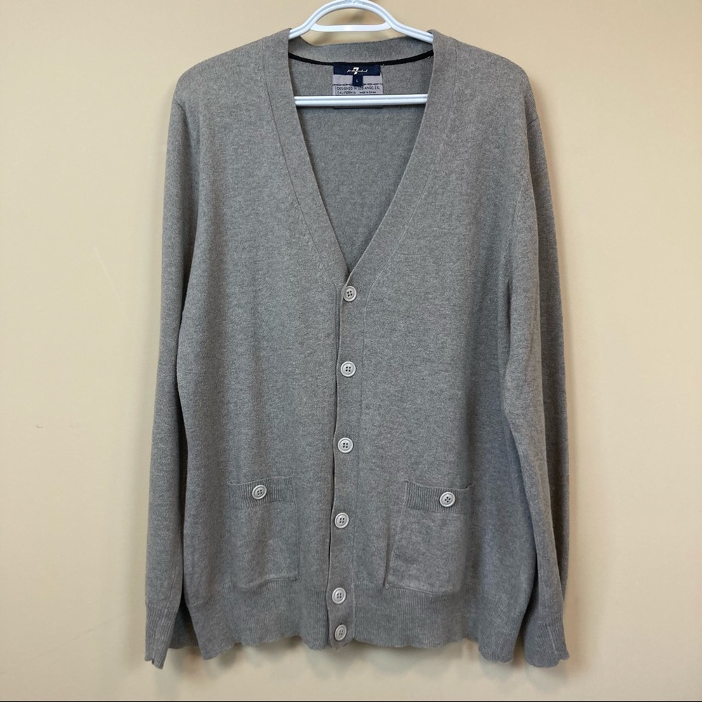 for all mankind Men’s L Cardigan V-neck Buttoned Gray Pockets - Picture 2 of 7